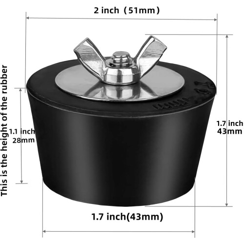 Kit com 2 Tampões de Inverno para Skimmer de Piscina de 2 a 2,5 Polegadas - Tampão de Expansão de Borracha com Parafuso de Aço Ino 1