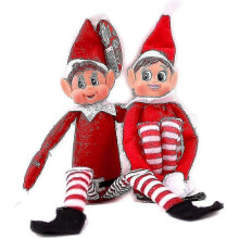 (Red White Boy Elf) Joulutonttu-nukke 12 tuumaa tuhmalla ja herkällä tontulla hyllyllä olevalle tontu-juhlakoristeeseen