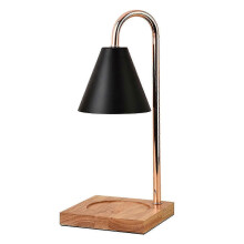 (Log Black Cover) Abajur Aquecedor para Velas de Madeira com Design Lanterna e Prato de Vidro