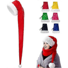 (Red) Vianočná čiapka 150 cm, veľkosť pre dospelých, dlhá plyšová látka na sviatočnú párty dekoráciu