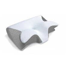 (Grey) Neksteunkussen van traagschuim met hol, concaaf ontwerp en 15 graden gekantelde ondersteuning voor verlichting van nekpijn.