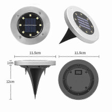 (16Leds Warm, 8pcs) Waterdichte LED-tuingrondspot op zonne-energie met grondpen, intelligente lichtregeling en hoofdschakelaar, wit en warm licht.