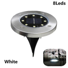 (8Leds White, 8pcs) Waterdichte LED-tuingrondspot op zonne-energie met grondpen, intelligente lichtregeling en hoofdschakelaar, wit en warm licht.