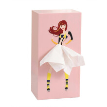 (Pink) Porta-Caixas de Lenços com Saia Dinâmica em Plástico ABS para Sala, Quarto