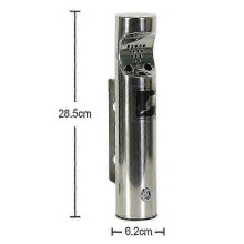 (Silver, 6.2x28.5cm) Cenicero de acero inoxidable de pared con cerradura para patio y jardín.