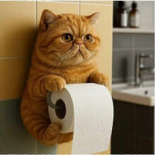 (Garfield) Suporte de Papel Higiênico em Forma de Gato para Parede, Compatível com Rolos Padrão e Jumbo, Design Poupa-Espaço