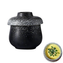 (Black Gray) Ceramiczny parowar do jajek z zakręcaną pokrywką, 250 ml Porcelanowy parowar do jajek na miękko i deserów