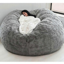 (Light Grey, 135*65CM) Capa para Puff Retangular Grande - Tecido de Algodão e Linho, Fecho Éclair Interno, 3 Tamanhos