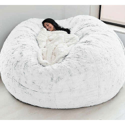 (White, 135*65CM) Capa para Puff Retangular Grande - Tecido de Algodão e Linho, Fecho Éclair Interno, 3 Tamanhos