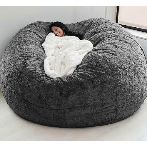 (Dark Grey, 135*65CM) Capa para Puff Retangular Grande - Tecido de Algodão e Linho, Fecho Éclair Interno, 3 Tamanhos
