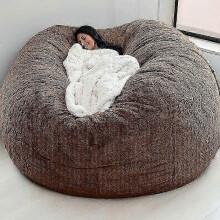 (Coffee, 135*65CM) Oversized Bean Bag Chair Cover - Cotton Linen Fabric, Hidden Zipper, Multiple Colours & Sizes for Living Room, Dorm