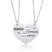 Colier mamă și fiică, colier cu pandantiv iubit mamă și fiică, colier personalizat din oțel titan