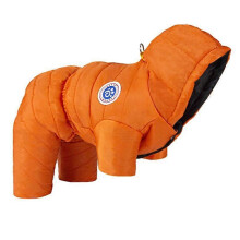 (orange, L) Winter-Einteiler für kleine Hunde, warm, wind- und wasserdicht, Größen S bis XXXL, Material: Polyester-Baumwolle
