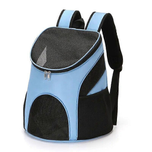 (Blue, S) Dog Cat Carrier Backpack, Double Shoulder Bag, Ventilation Design, Portable Foldable