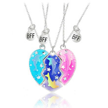 Rainbow Heart Magnetic BFF Necklace Set for Two Teen Girls Friendship Gift