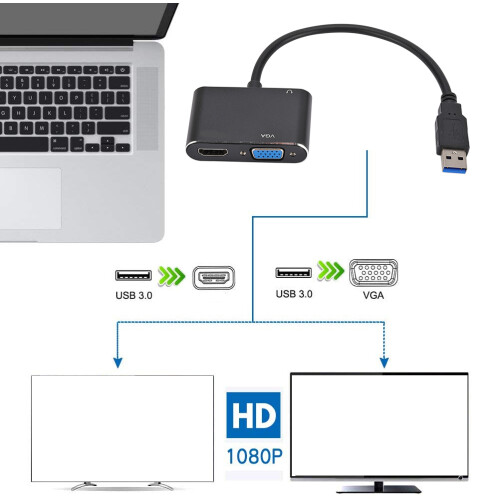 USB zu HDMI VGA Adapterkabel 2-in-1 2
