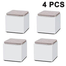 (White, Square) 4 Pcs Furniture Floor Protection Pads, Wear-Resistant Carbon Steel Anti-Slip Feet for Washing Machine, Table, Sofa