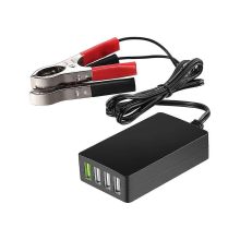 Cargador USB portátil de CC con pinza para batería, adaptador multipuerto de 4 puertos de 12V/24V a 5V para otros teléfonos inteli