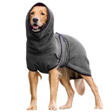 (Dark Grey, L) Pet Dog Drying Bathrobe Coat, Polyester Puppy Warmer Apparel, Multiple Sizes and Colours Available