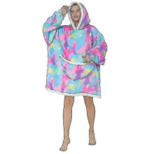 (Bronzing) Sherpa hoodie deken, oversized deken met capuchon van lamswol, één maat voor volwassenen (mannen en vrouwen), warm voor binnen in de kou.