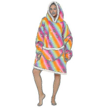 (Jackpot) Sherpa hoodie deken, oversized deken met capuchon van lamswol, één maat voor volwassenen (mannen en vrouwen), warm voor binnen in de kou.