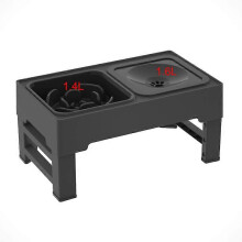 (Black, A Style) Adjustable Elevated Slow Feeder Dog Bowls, Non-Spill 1.5L Food Water Stand, Black and Grey, Universal for Small Medium Large Dogs