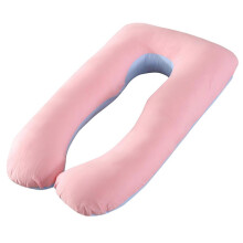 (Pink Blue, 80x140cm) Katoenen U-vormige zwangerschapskussenhoes, wasbare, ademende kussenhoes voor zijslapers, 70*130cm 80*140cm