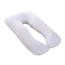 (White, 70x130cm) Katoenen U-vormige zwangerschapskussenhoes, wasbare, ademende kussenhoes voor zijslapers, 70*130cm 80*140cm