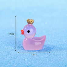 (S-Pink, 30pcs) Mini Fluorescent Crown Duck Ornament, Resin Animal Theme Pastoral Style Miniature Figures, Tiny Duck Handicraft for Micro Decoration
