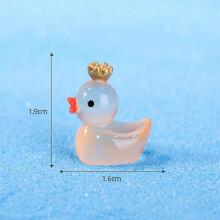 (S-Orange, 10pcs) Mini Fluorescent Crown Duck Ornament, Resin Animal Theme Pastoral Style Miniature Figures, Tiny Duck Handicraft for Micro Decoration