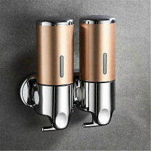 (Gold double) Dispenser sapone per doccia a muro, materiale ABS, finestra visibile, capacità 500-1500ml, per bagno