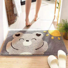 (Bear) Indoor Door Mat, 60x40cm Anti Slip Entrance Rug, Chenille Water Absorbent Mat for Front Door Kitchen Bathroom