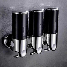 (Black three) Dispenser sapone per doccia a muro, materiale ABS, finestra visibile, capacità 500-1500ml, per bagno