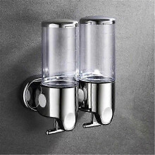 (Transparent double) Dispenser sapone per doccia a muro, materiale ABS, finestra visibile, capacità 500-1500ml, per bagno