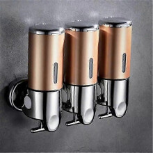 (Gold three) Dispenser sapone per doccia a muro, materiale ABS, finestra visibile, capacità 500-1500ml, per bagno