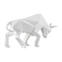 (White) Abstract Bull Sculpture, Smooth Lightweight Resin Bull Statue Ornament, for Home Indoor Outdoor Decor Photography