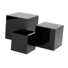 (Black) Akryylinen kuutiomainen esittely- ja säilytyslaatikko, 3 kpl, koot 4 5 6 tuumaa, 3mm paksu, keräilyesineisiin ja messuesittelyyn