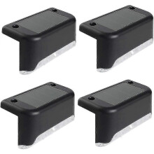 (Black, Warm Light) Luz Solar para Escadas Exterior, Branco Quente 3lm, Impermeável, Jardim Caminhos