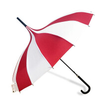 (red and white) Guarda-Chuva Reto Cabo Longo 16 Varetas Grande Preto e Branco Listrado Fotografia Resistente ao Vento Sol Chuva