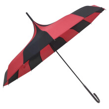 (red and black) Guarda-Chuva Reto Cabo Longo 16 Varetas Grande Preto e Branco Listrado Fotografia Resistente ao Vento Sol Chuva