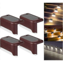 (Brown, Cold Light) Luz Solar para Escadas Exterior, Branco Quente 3lm, Impermeável, Jardim Caminhos
