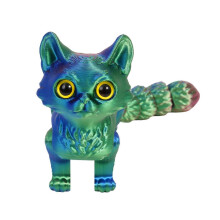 (Red blue and green) 3D Print Kitten Toy Articulated Tail Movable Plastic Figure for Desk Decors