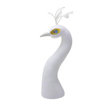 (white) Simulated Peacock Head Model, 9.5x30cm Foam Floral Arrangement Decor Figurine for Wedding Car Events Banquets Florists Event Planners