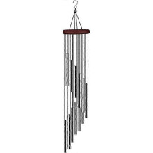 (silver) 12 Tubes Spiral Aluminium Wind Chimes, Pine Top, Gold Silver, for Garden Home Living Room Bedroom Terrace Courtyard Outdoor Indoor Decoration