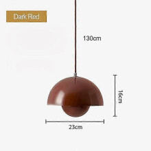 (Dark Red, Warm White 3000K) Pendant Light Metal Semicircular Flower Pot Design for Kitchen Island Hotel Parlour