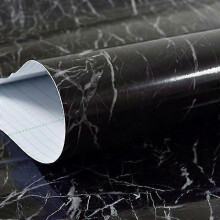 (Marble Jazz Black, 40cmx100cm) Marmerkleurig zelfklevend behang van 80 cm breed, waterdicht vinyl contactpapier voor keuken en interieur.