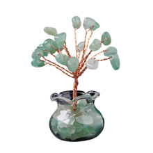 (Aventurine) Natuurlijk Kristallen Geluksboom Ornament, met stabiele basis, voor decoratie van woonkamer, kantoor en studeerruimte