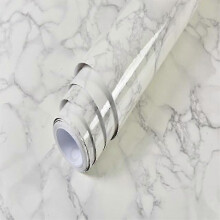 (Marble Light Gray, 60cmx500cm) Selbstklebende Marmortapete, 80 cm breit, wasserfeste Vinyl-Kontaktfolie für Küche und Wohnbereich