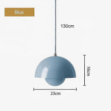 (Blue, Warm White 3000K) Pendant Light Metal Semicircular Flower Pot Design for Kitchen Island Hotel Parlour