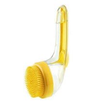 (Yellow) Silicone Pet Bath Brush, Shampoo Dispenser Massage Brush for Dogs Cats, 8.5 8.5 19cm, Sapphire Blue/Clover Green/California Yellow
